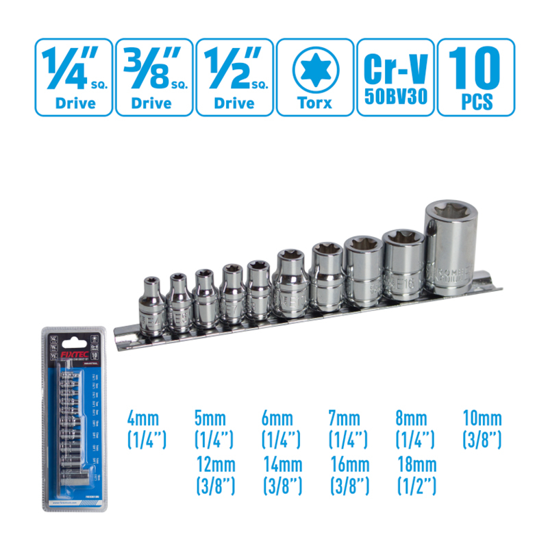 10 قطعة مجموعة مقابس CR-V E-torx