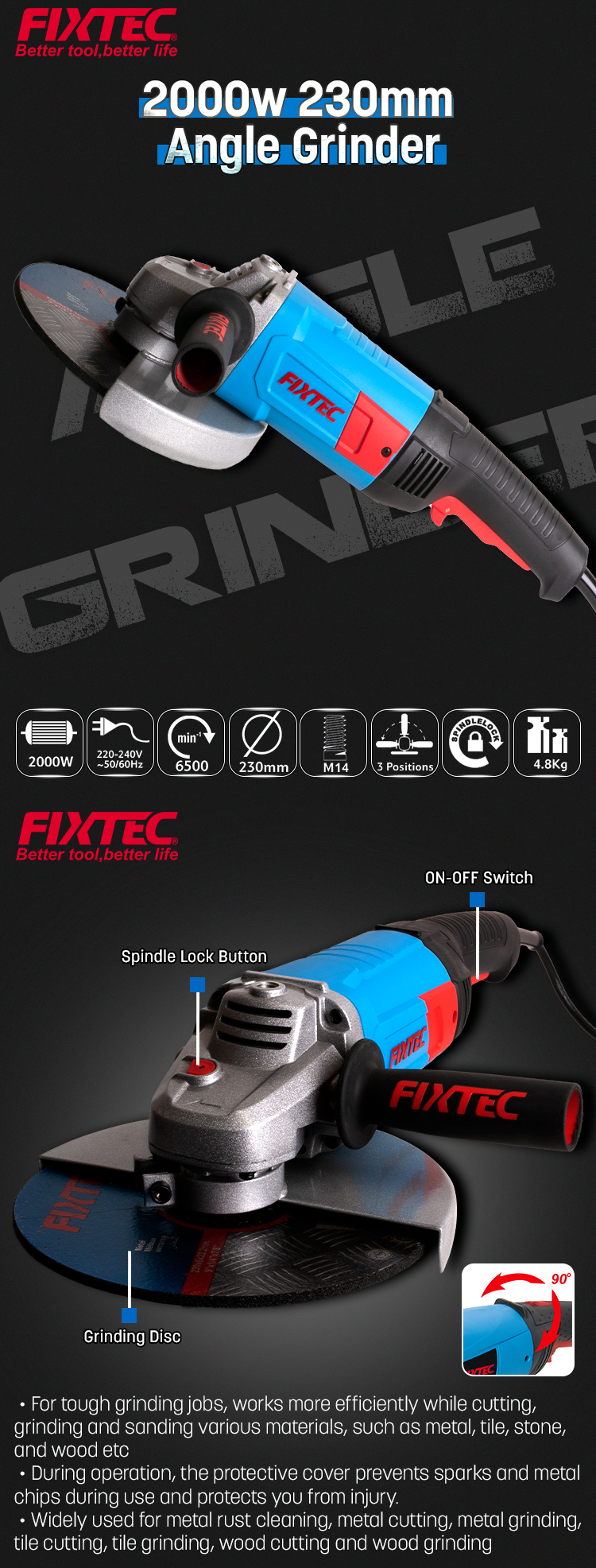 مطحنة زاوية 2000 وات 230 ملم